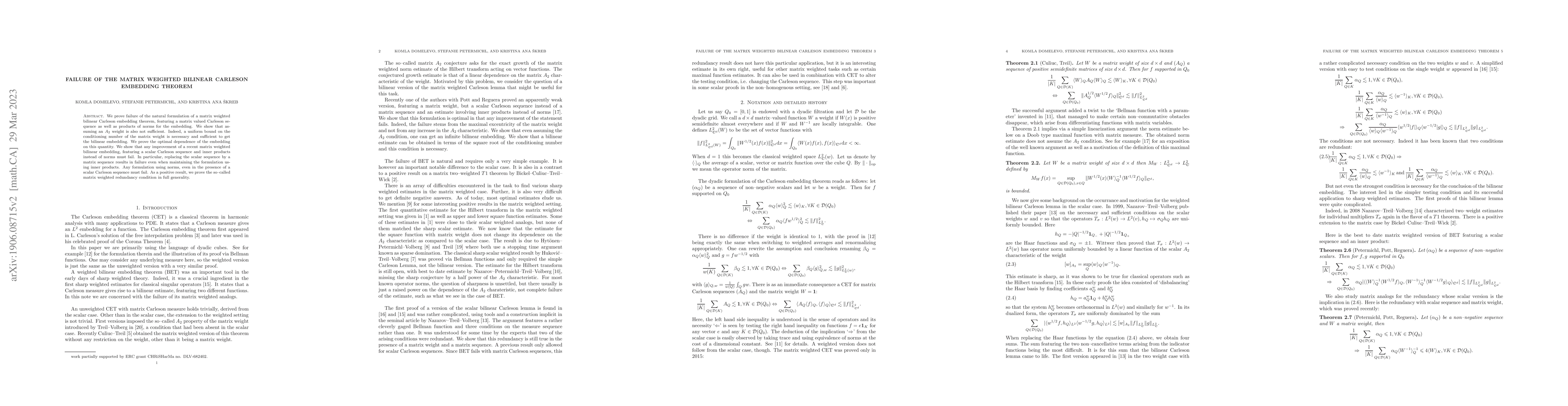 Thumbnail for Failure of the matrix weighted bilinear Carleson embedding theorem