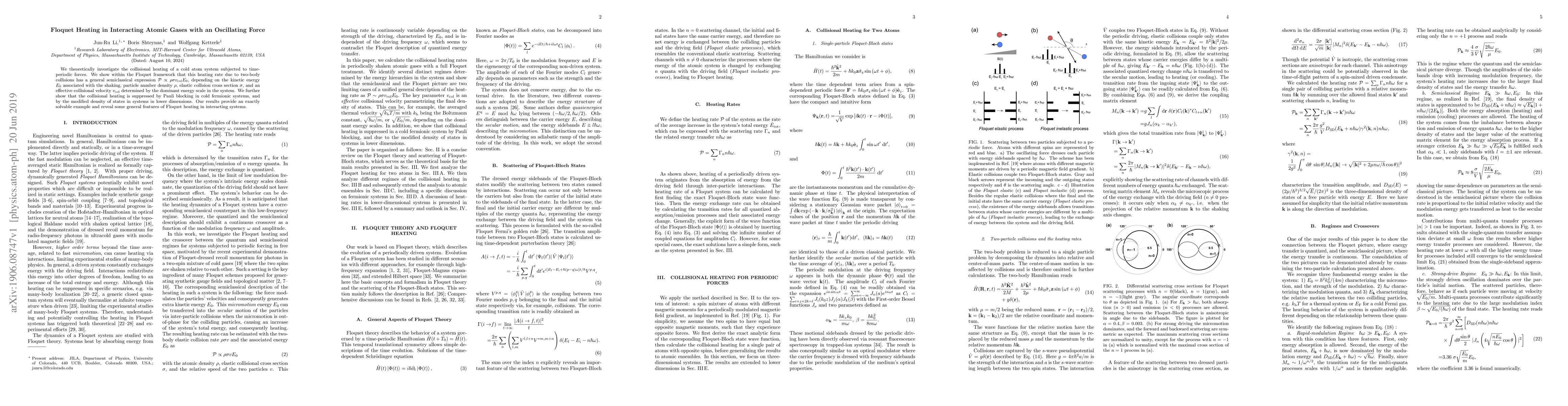 Thumbnail for Floquet Heating in Interacting Atomic Gases with an Oscillating Force