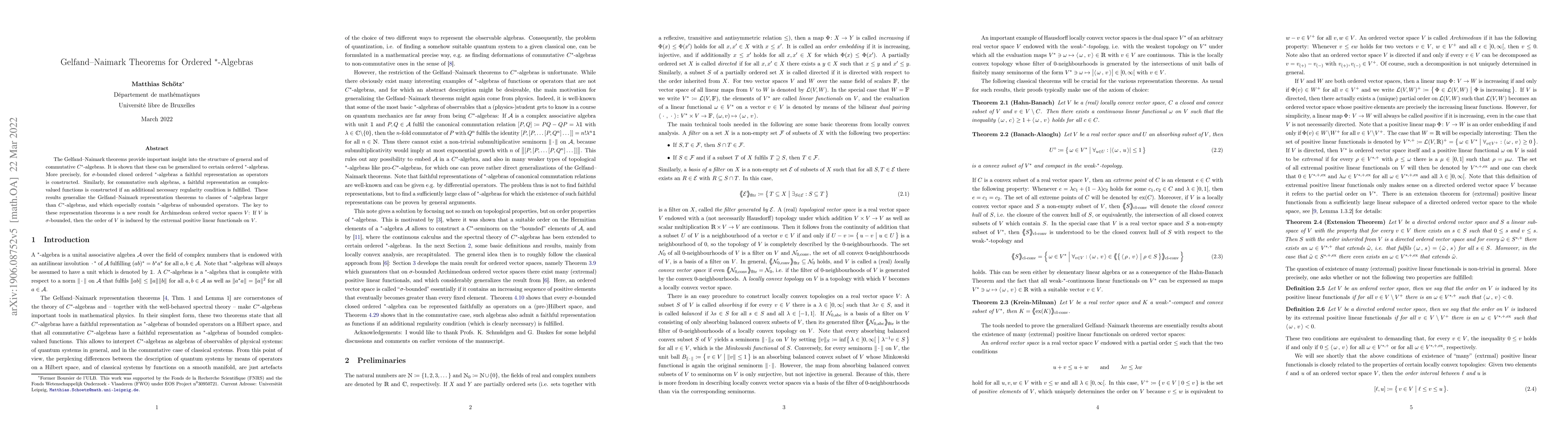 Thumbnail for Gelfand-Naimark Theorems for Ordered *-Algebras