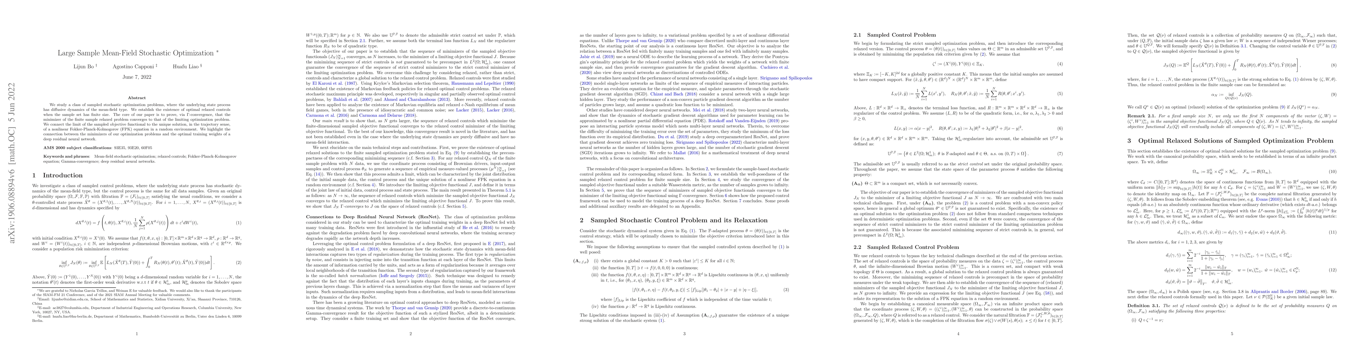 Thumbnail for Large Sample Mean-Field Stochastic Optimization