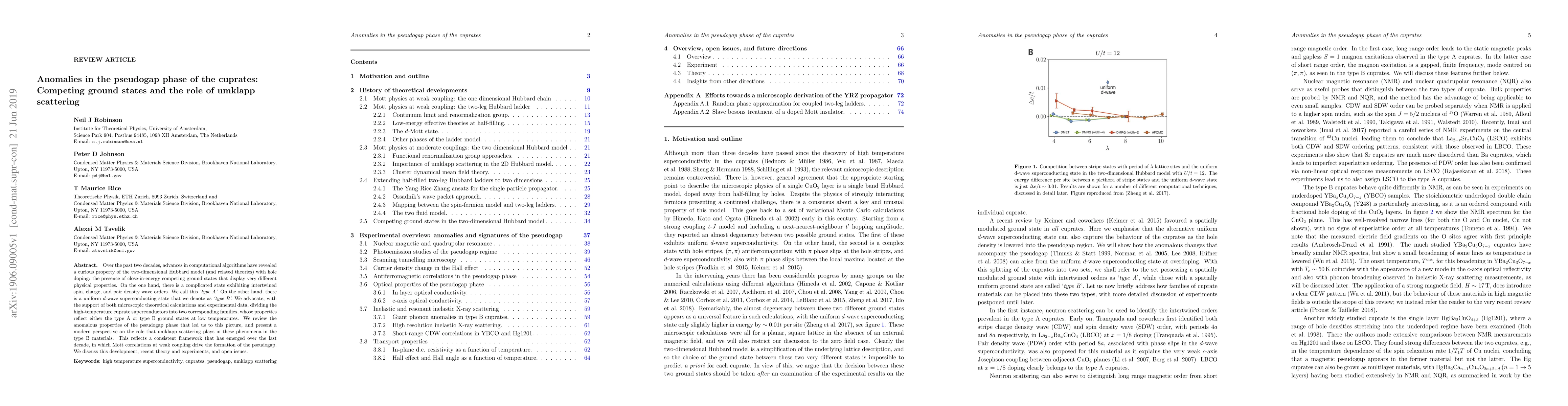 Thumbnail for Anomalies in the pseudogap phase of the cuprates: Competing ground
  states and the role of umklapp scattering