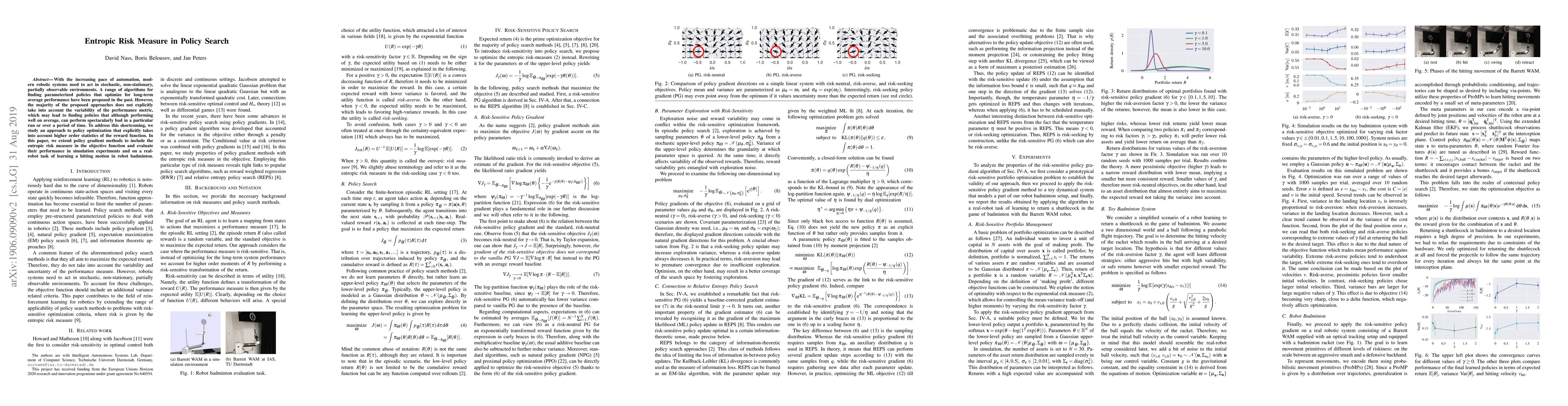 Thumbnail for Entropic Risk Measure in Policy Search