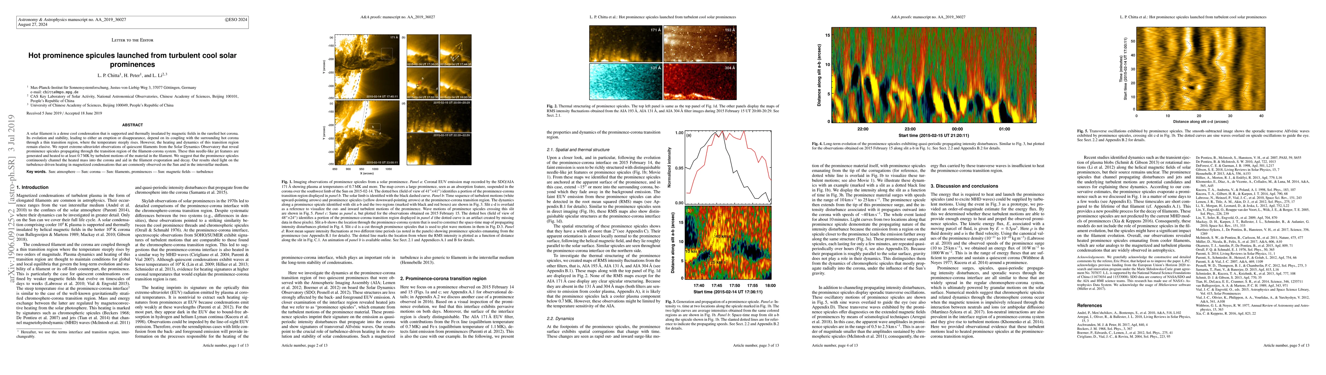 Thumbnail for Hot prominence spicules launched from turbulent cool solar prominences