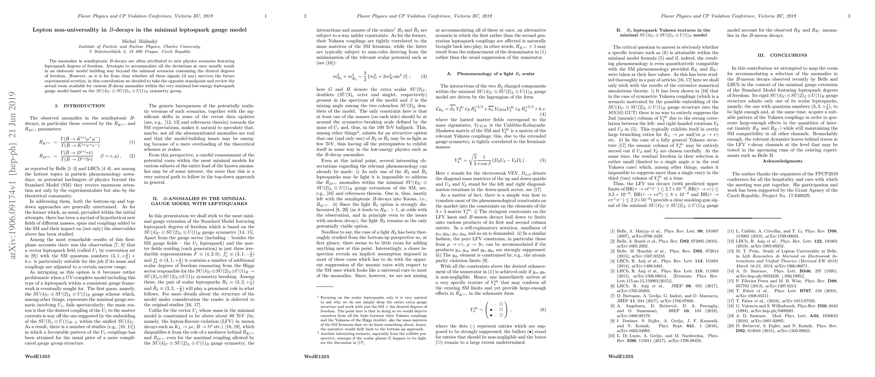 Thumbnail for Lepton non-universality in $B$-decays in the minimal leptoquark gauge
  model