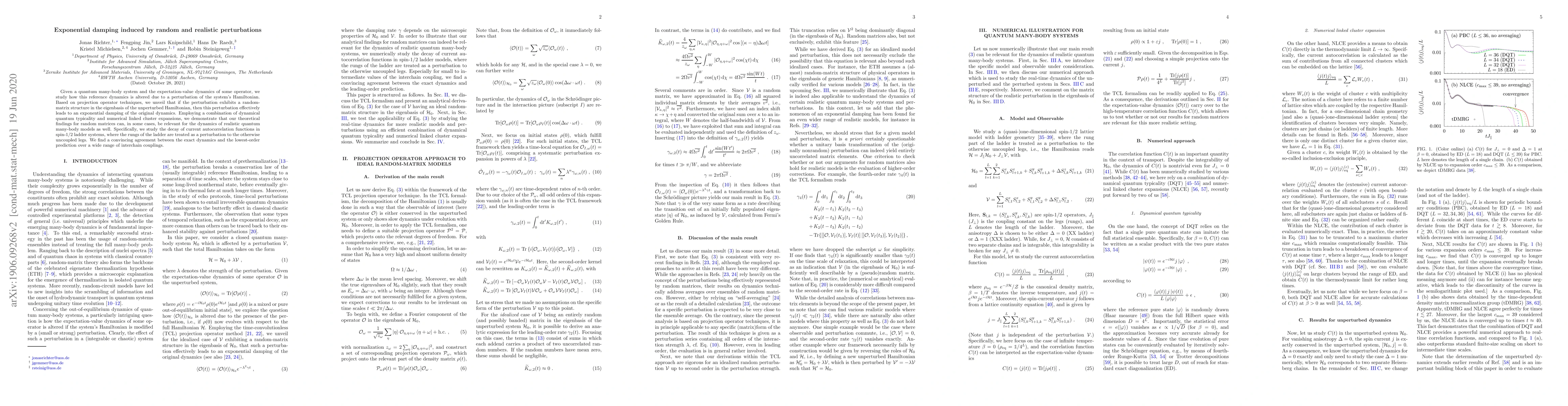 Thumbnail for Exponential damping induced by random and realistic perturbations