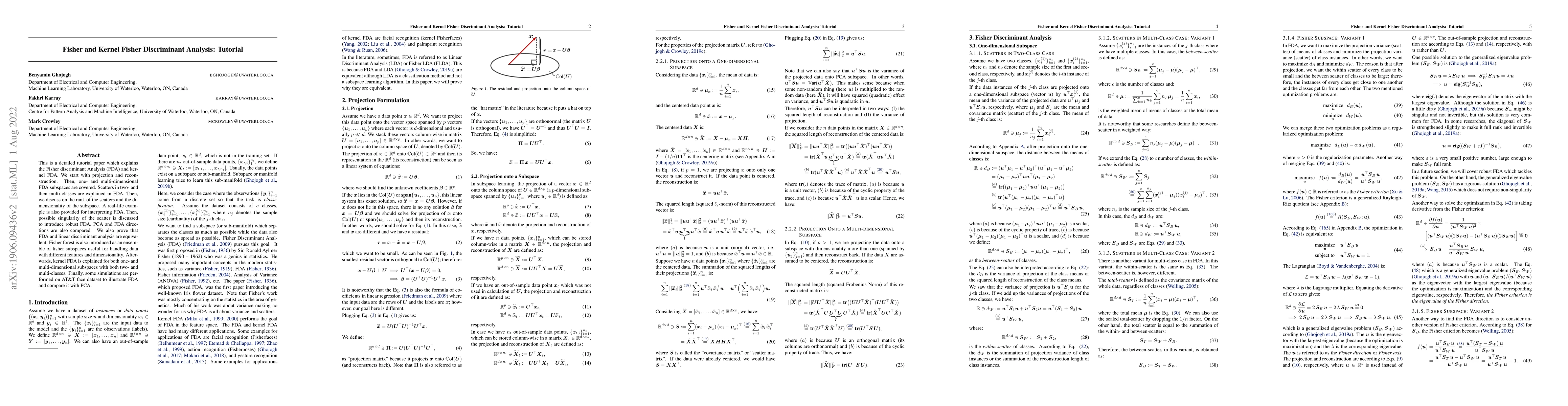 Thumbnail for Fisher and Kernel Fisher Discriminant Analysis: Tutorial