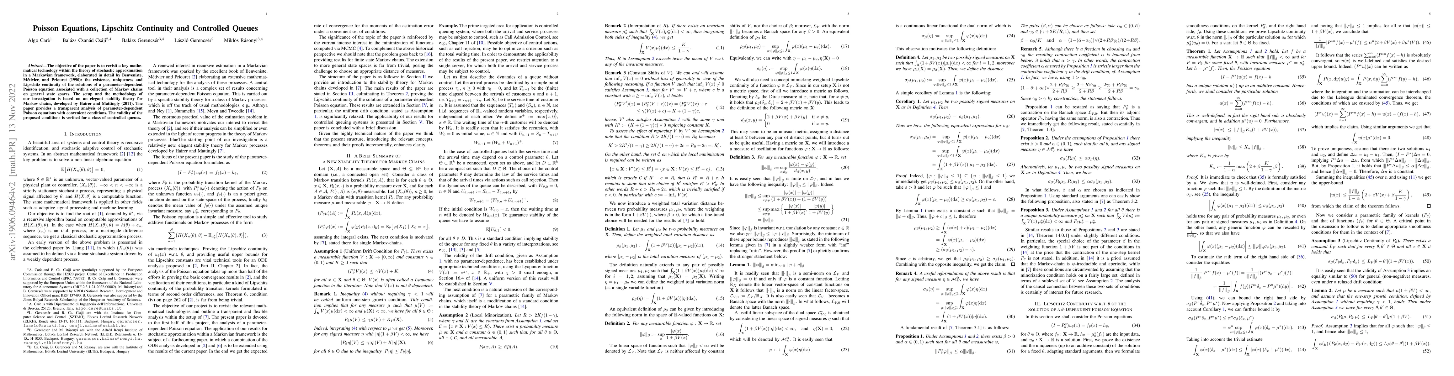 Thumbnail for Poisson Equations, Lipschitz Continuity and Controlled Queues