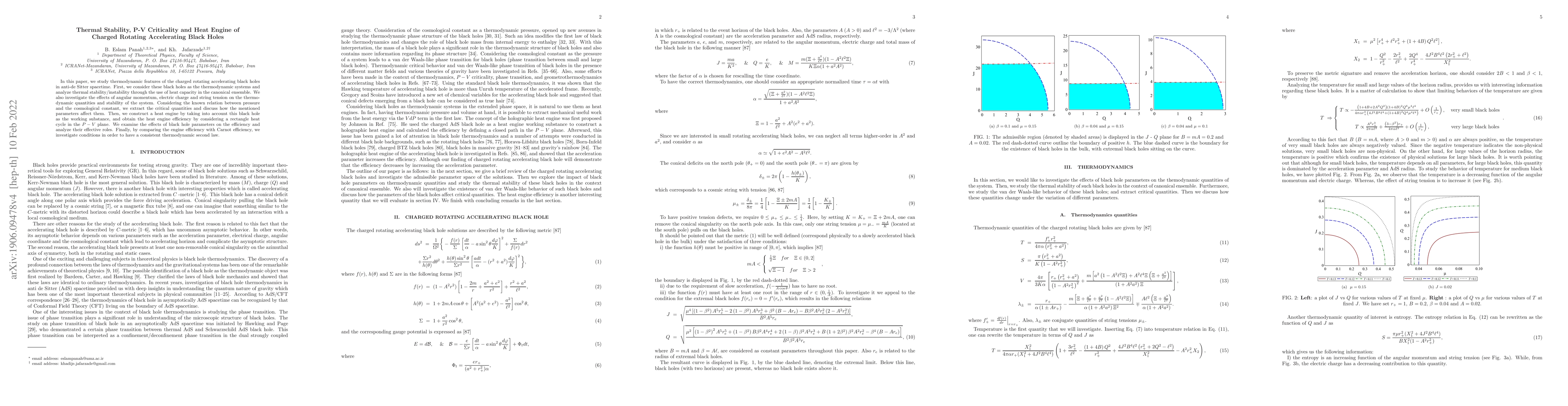 Thumbnail for Thermal Stability, P-V Criticality and Heat Engine of Charged Rotating
  Accelerating Black Holes