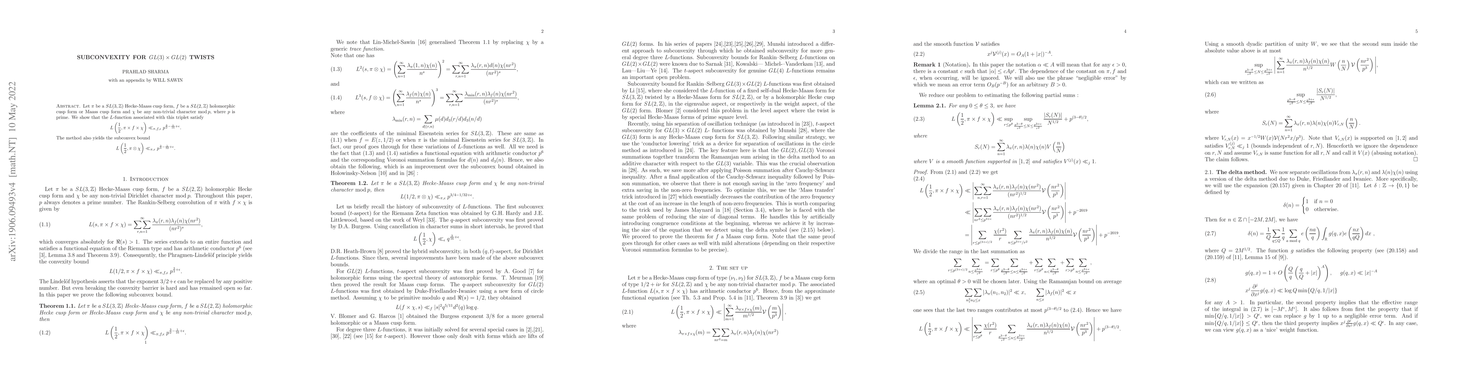 Thumbnail for Subconvexity for $GL(3)\times GL(2)$ twists (with an appendix by Will
  Sawin)