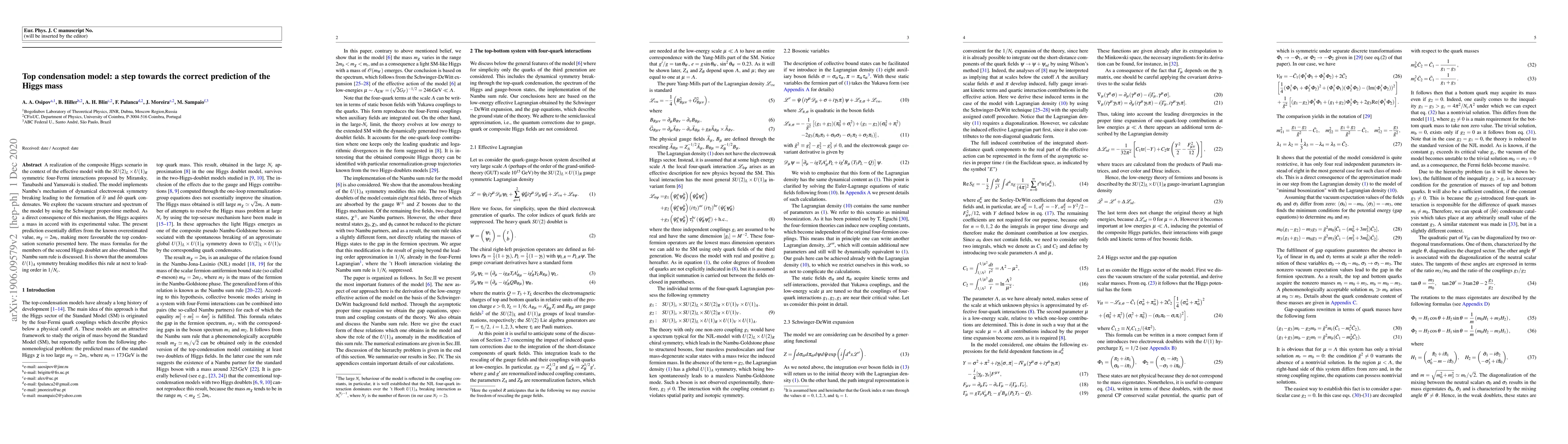 Thumbnail for Top condensation model: a step towards the correct prediction of the
  Higgs mass