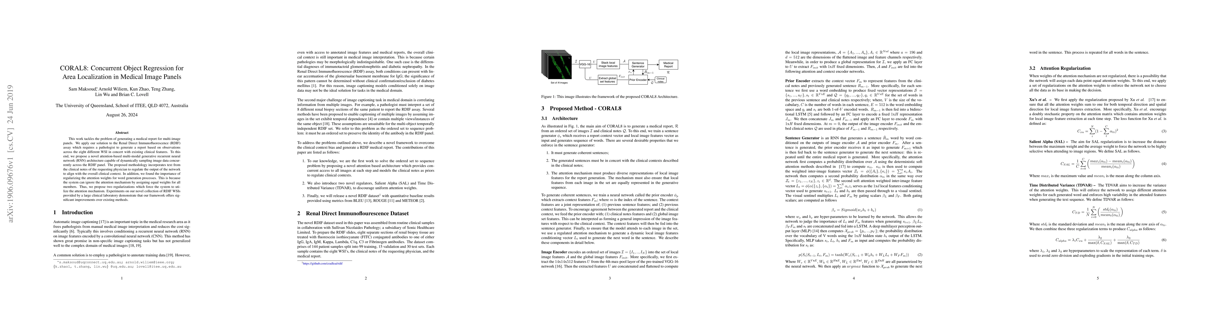 Thumbnail for CORAL8: Concurrent Object Regression for Area Localization in Medical
  Image Panels