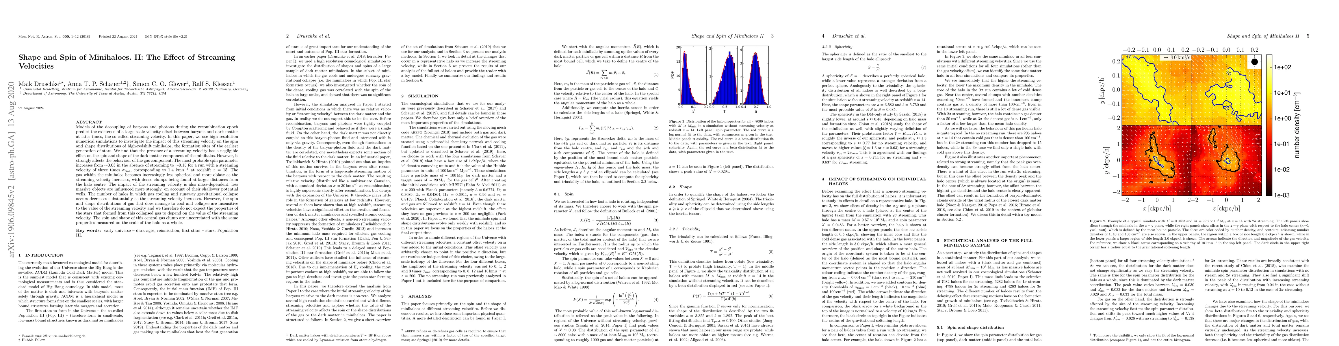 Thumbnail for Shape and Spin of Minihaloes. II: The Effect of Streaming Velocities