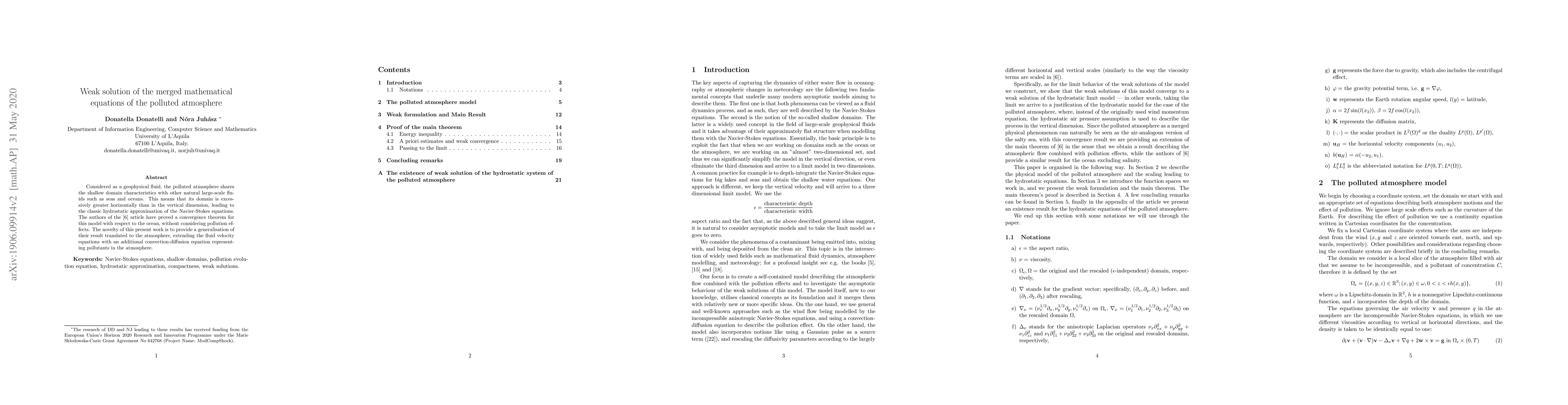 Thumbnail for Weak solution of the merged mathematical equations of the polluted
  atmosphere