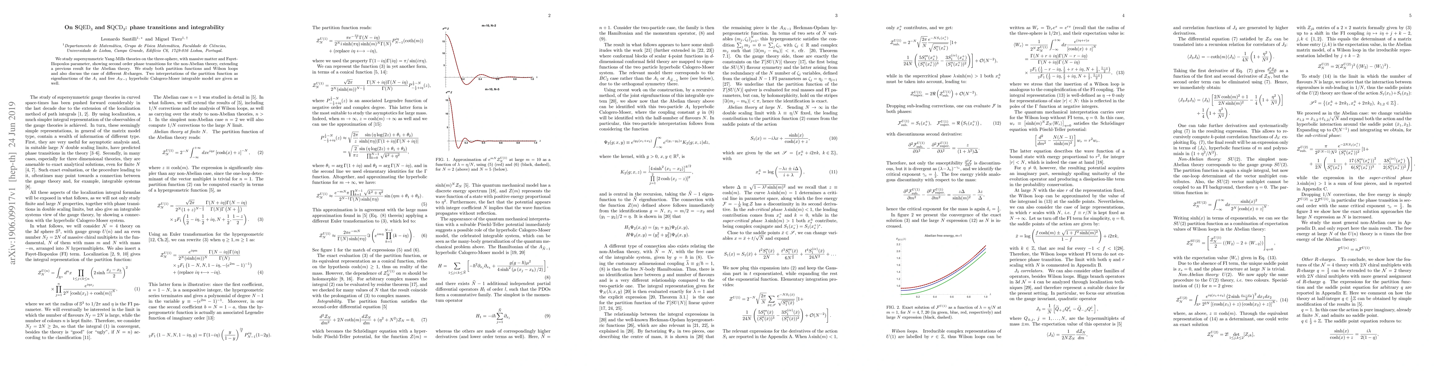 Thumbnail for On $\mathrm{SQED}_{3}$ and $\mathrm{SQCD}_{3}$: phase transitions and
  integrability