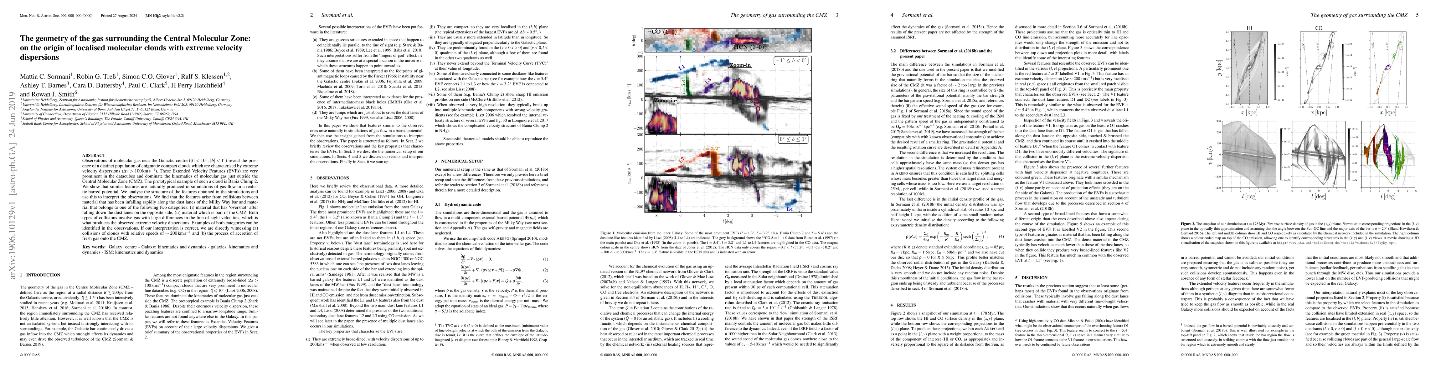 Thumbnail for The geometry of the gas surrounding the Central Molecular Zone: on the
  origin of localised molecular clouds with extreme velocity dispersions