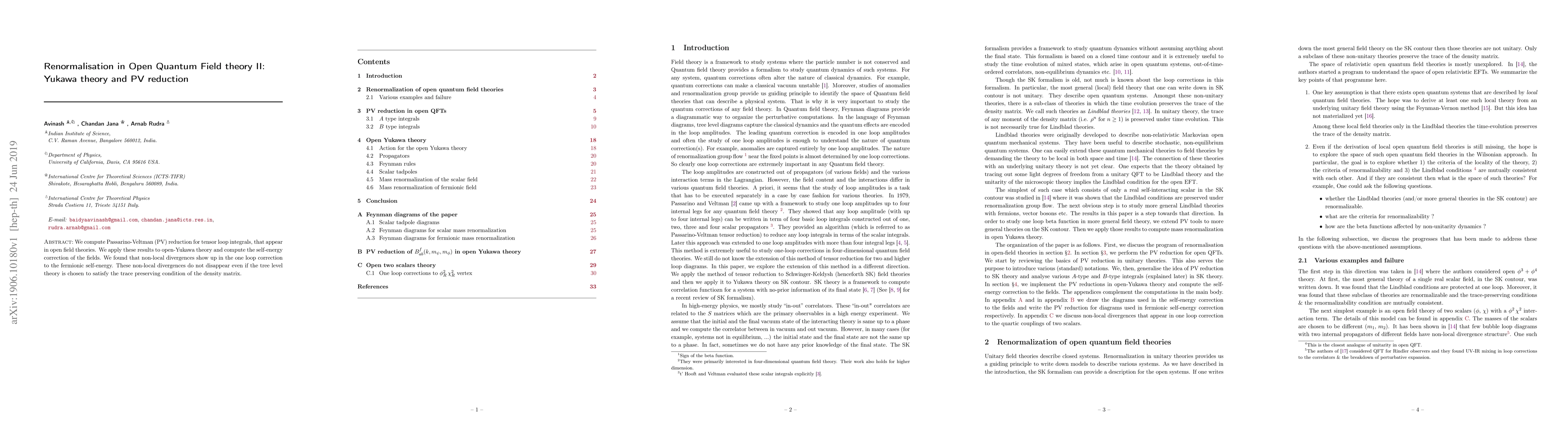 Thumbnail for Renormalisation in Open Quantum Field theory II: Yukawa theory and PV
  reduction