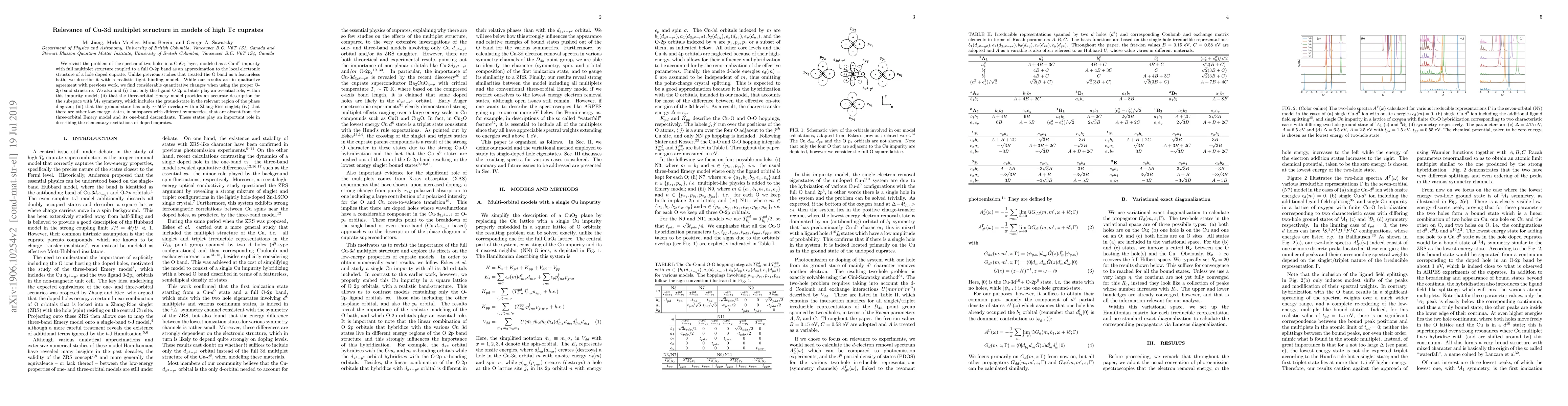 Thumbnail for Relevance of Cu-3d multiplet structure in models of high Tc cuprates