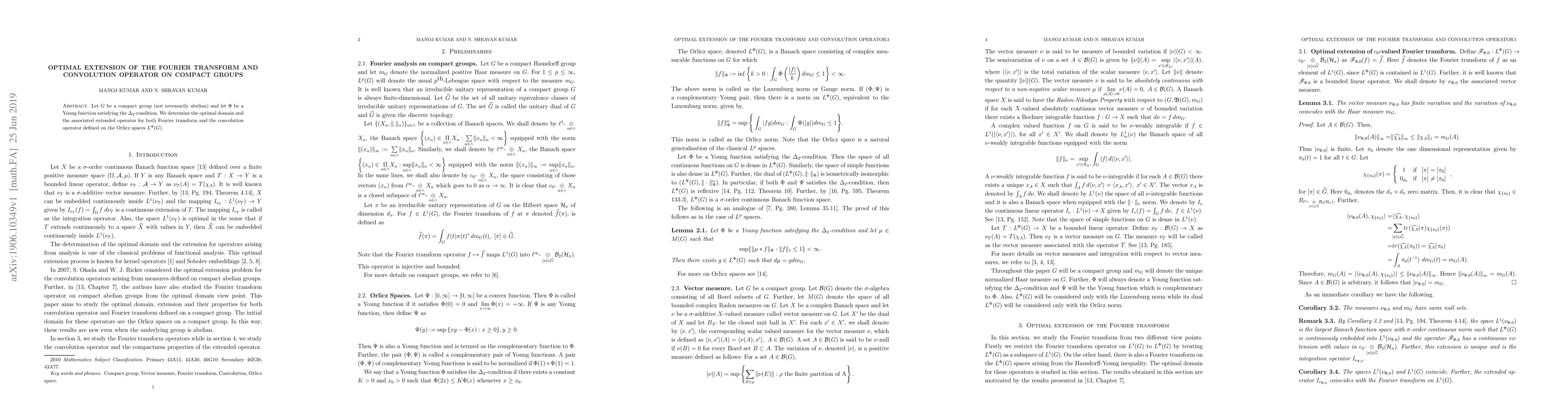 Thumbnail for Optimal extension of the Fourier transform and convolution operator on
  compact groups