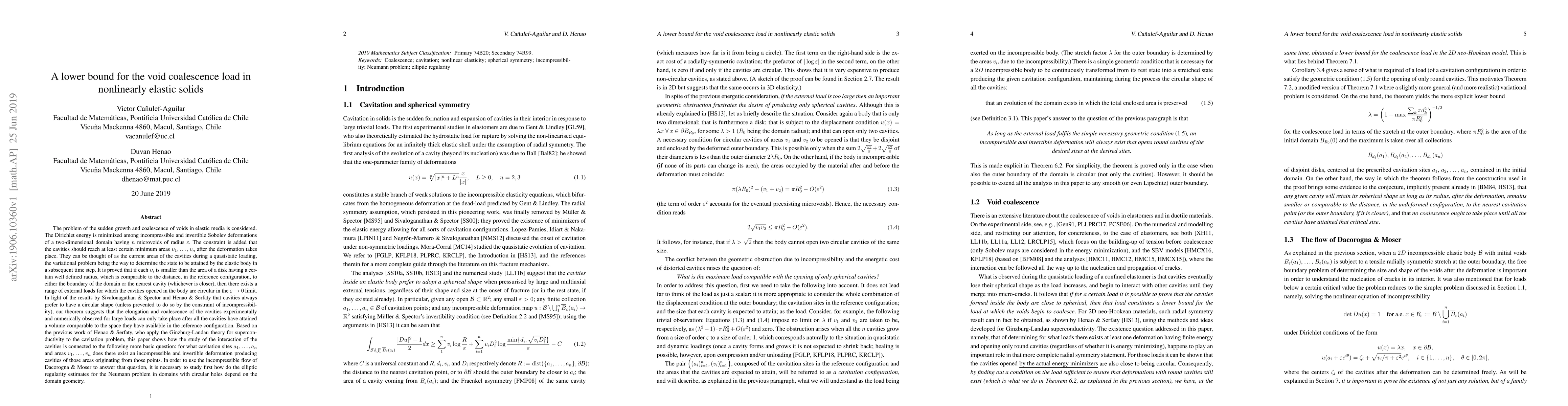 Thumbnail for A lower bound for the void coalescence load in nonlinearly elastic
  solids