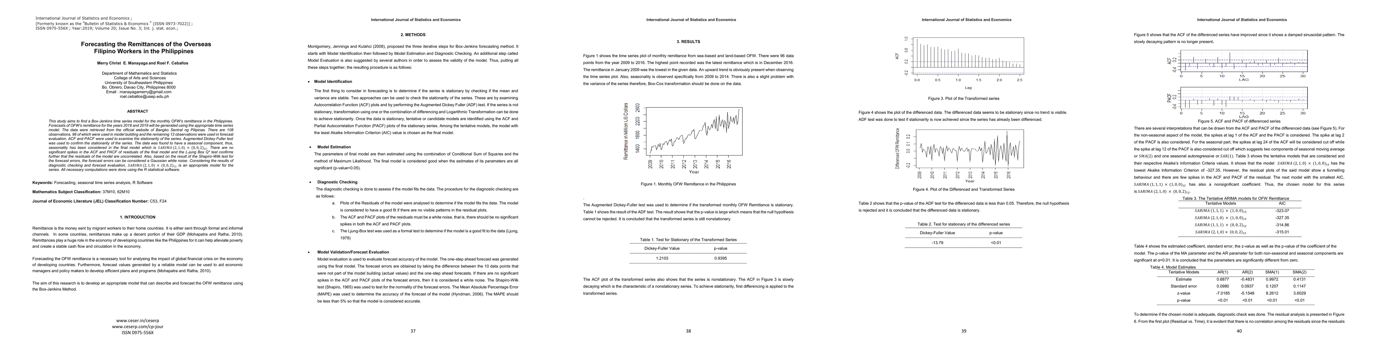 Thumbnail for Forecasting the Remittances of the Overseas Filipino Workers in the
  Philippines