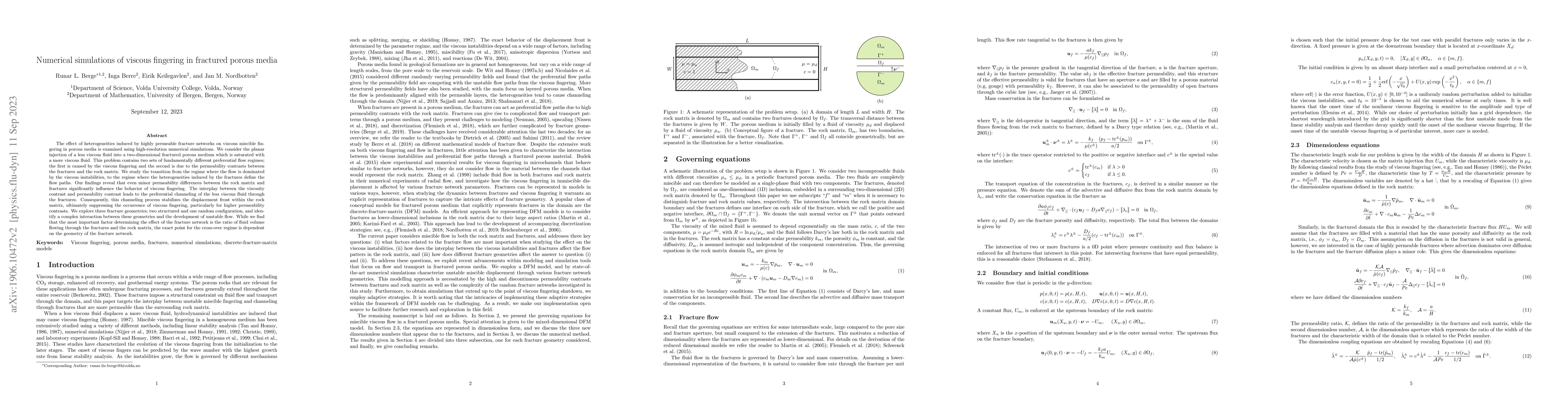 Thumbnail for Numerical simulations of viscous fingering in fractured porous media
