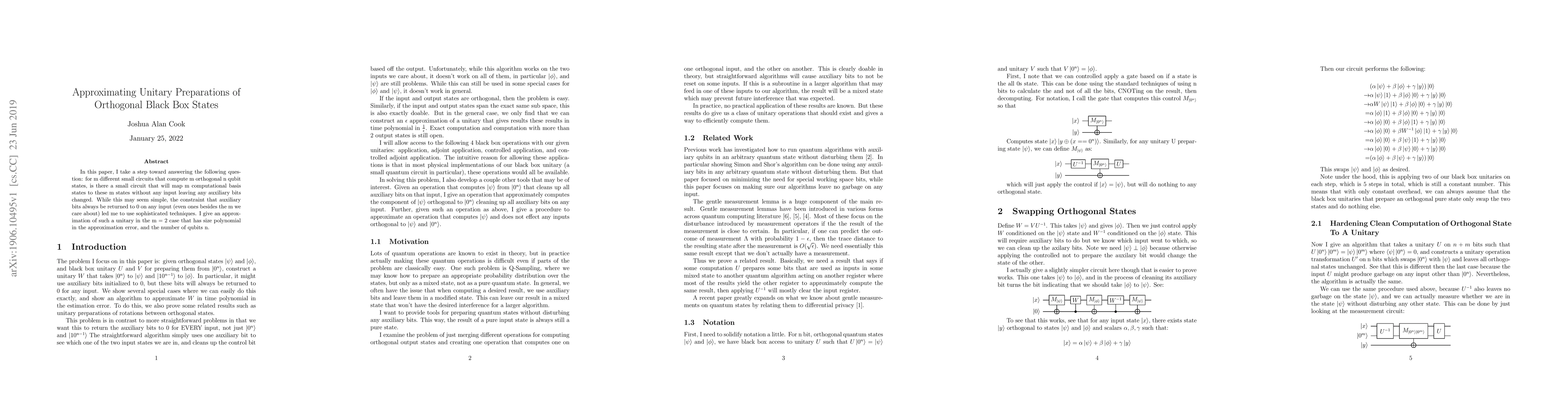 Thumbnail for Approximating Unitary Preparations of Orthogonal Black Box States