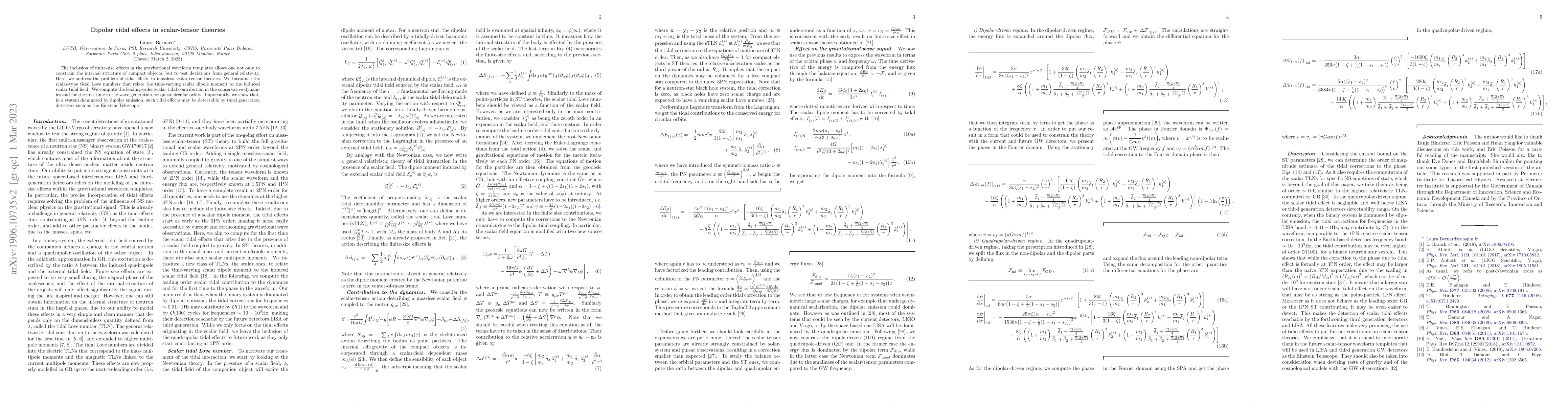 Thumbnail for Dipolar tidal effects in scalar-tensor theories