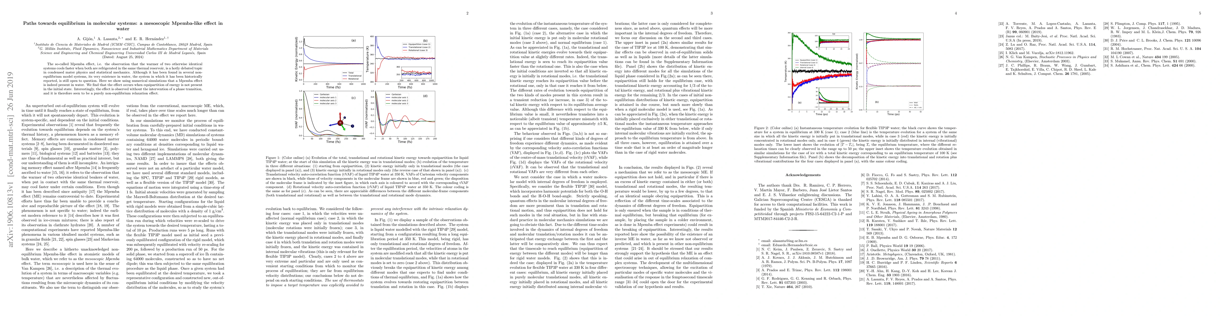 Thumbnail for Paths towards equilibrium in molecular systems: a mesoscopic Mpemba-like
  effect in water