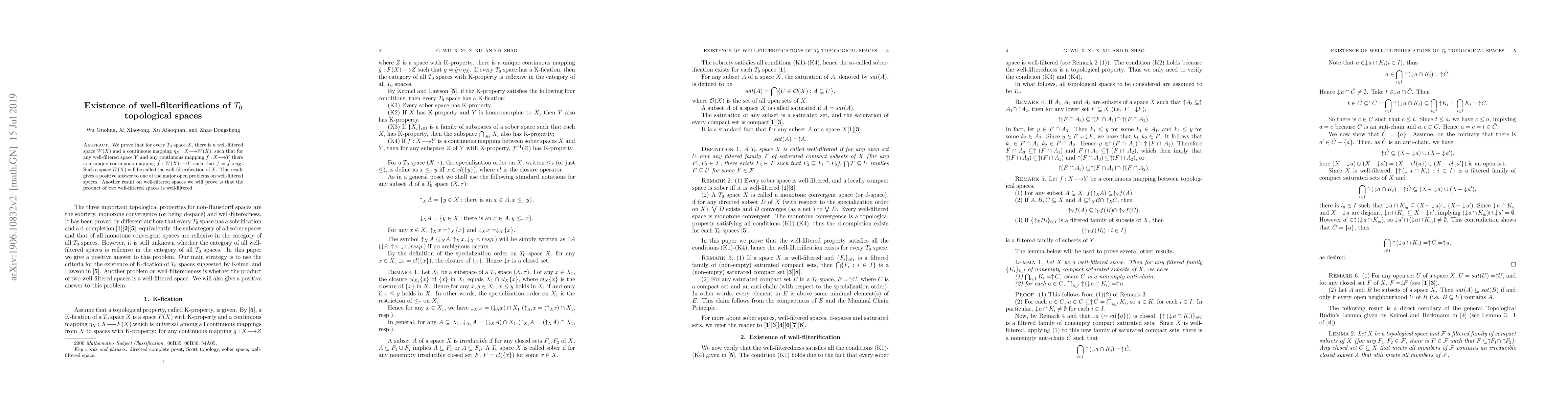 Thumbnail for Existence of well-filterifications of $T_0$ topological spaces