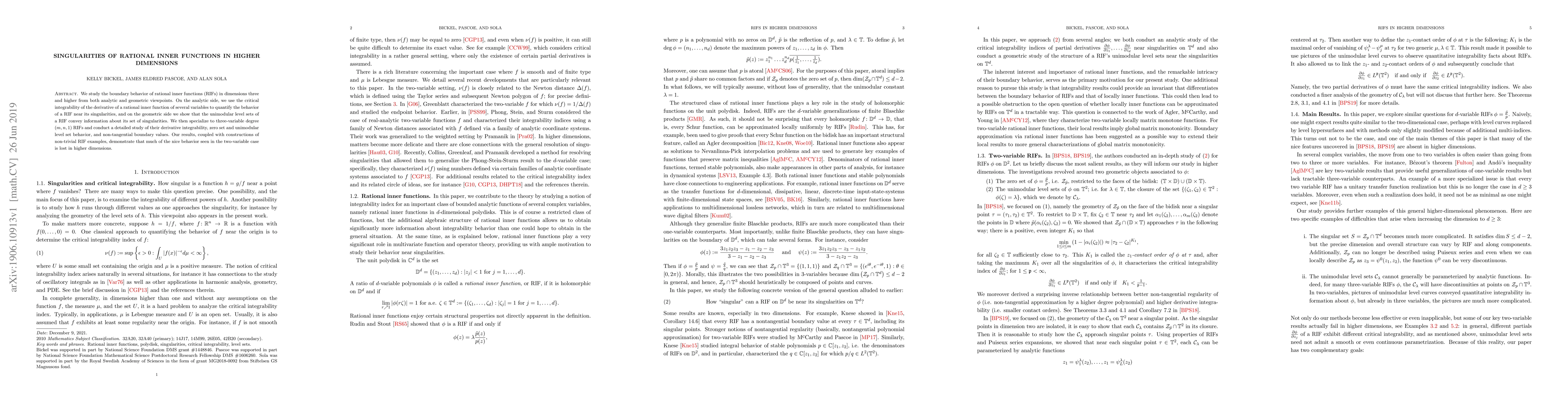 Thumbnail for Singularities of rational inner functions in higher dimensions