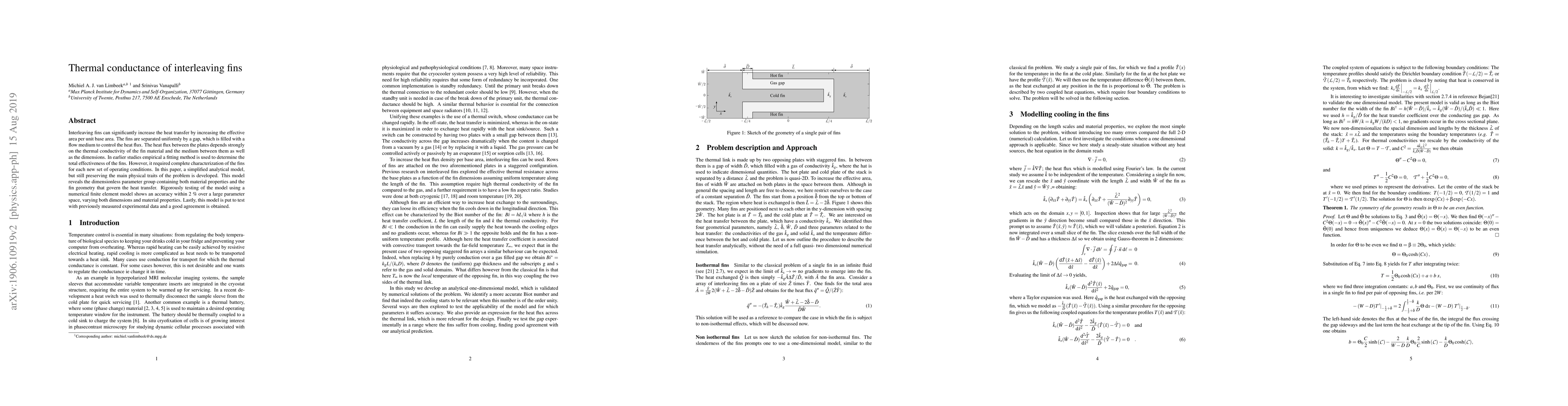 Thumbnail for Thermal conductance of interleaving fins