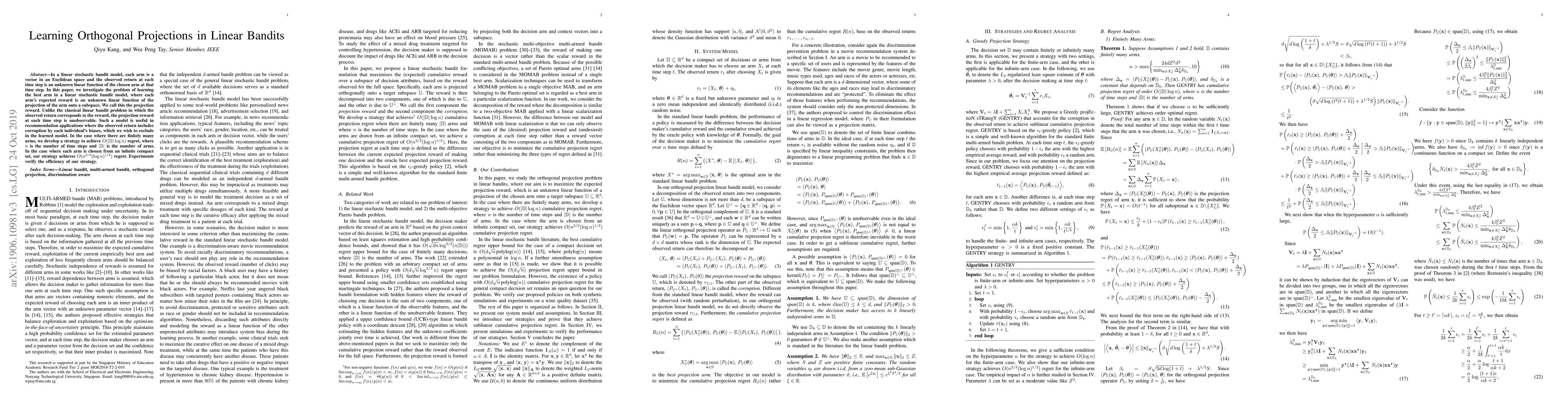 Thumbnail for Learning Orthogonal Projections in Linear Bandits