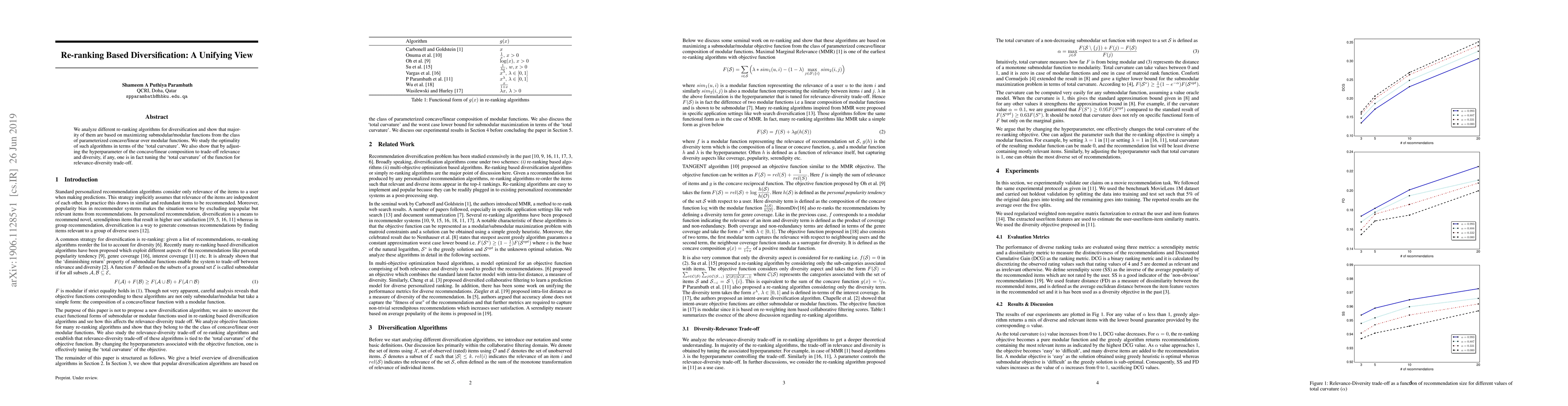 Thumbnail for Re-ranking Based Diversification: A Unifying View