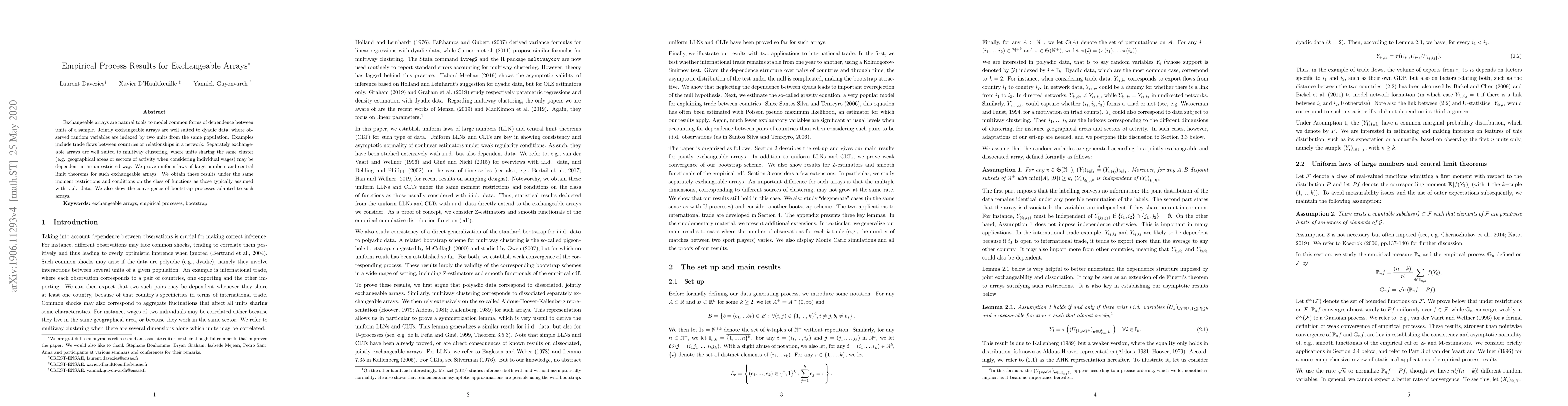 Thumbnail for Empirical Process Results for Exchangeable Arrays