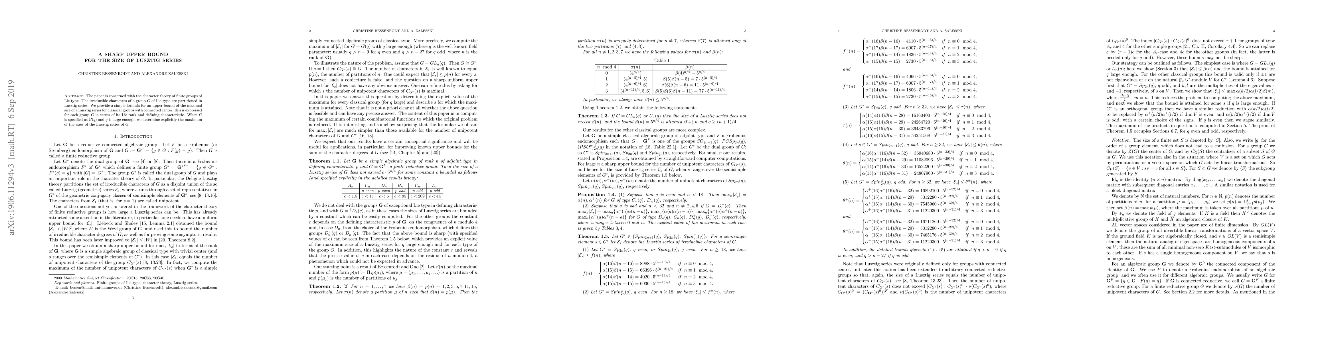 Thumbnail for A sharp upper bound for the size of Lusztig series