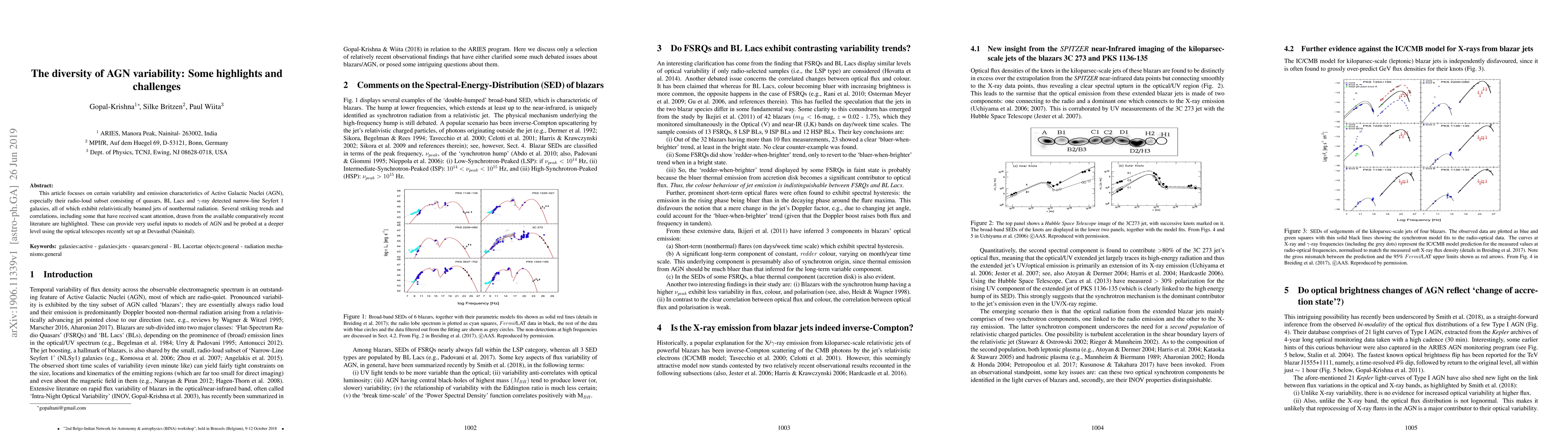 Thumbnail for The diversity of AGN variability: Some highlights and challenges