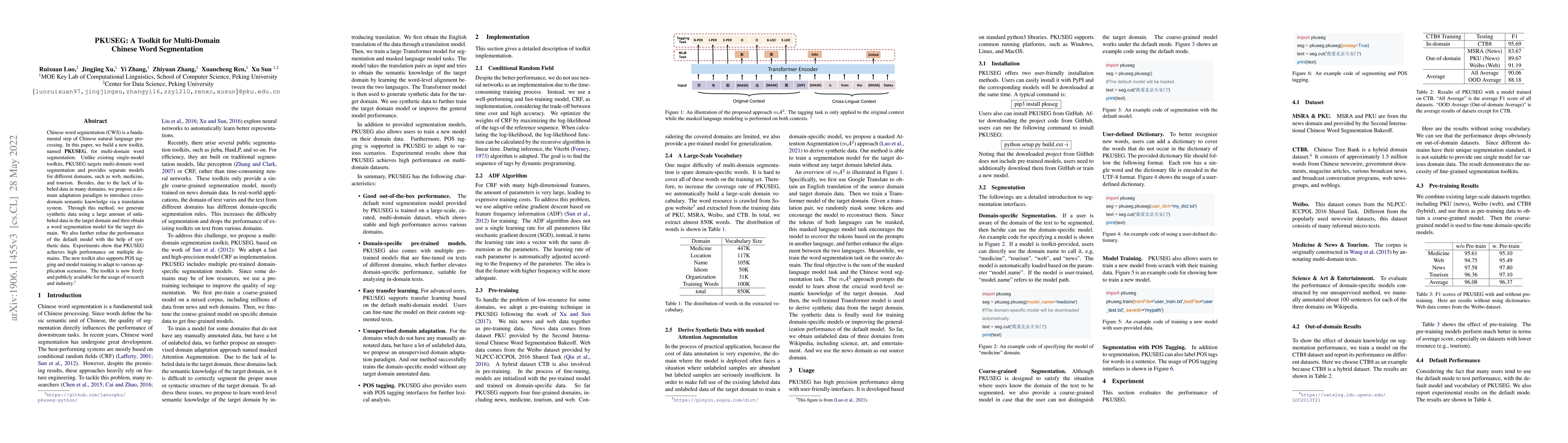 Thumbnail for PKUSEG: A Toolkit for Multi-Domain Chinese Word Segmentation