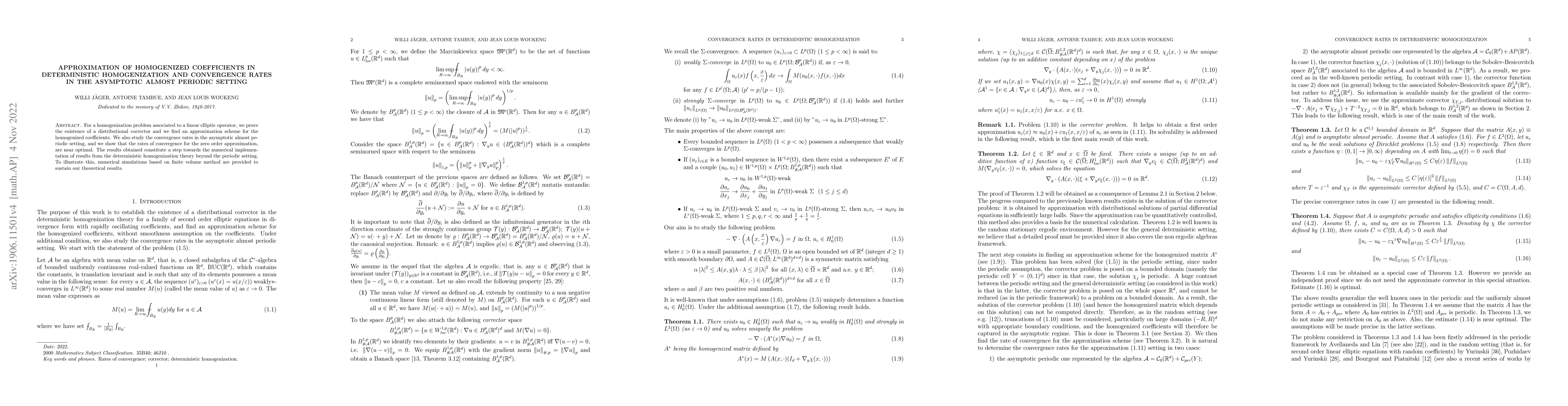 Thumbnail for Approximation of homogenized coefficients in deterministic
  homogenization and convergence rates in the asymptotic almost periodic
  setting