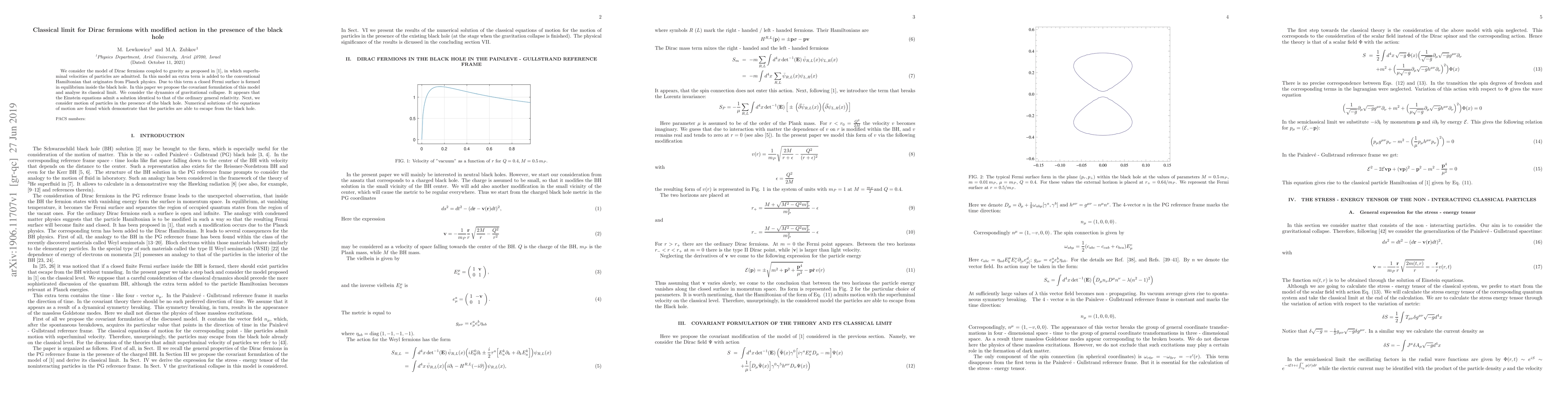 Thumbnail for Classical limit for Dirac fermions with modified action in the presence
  of the black hole