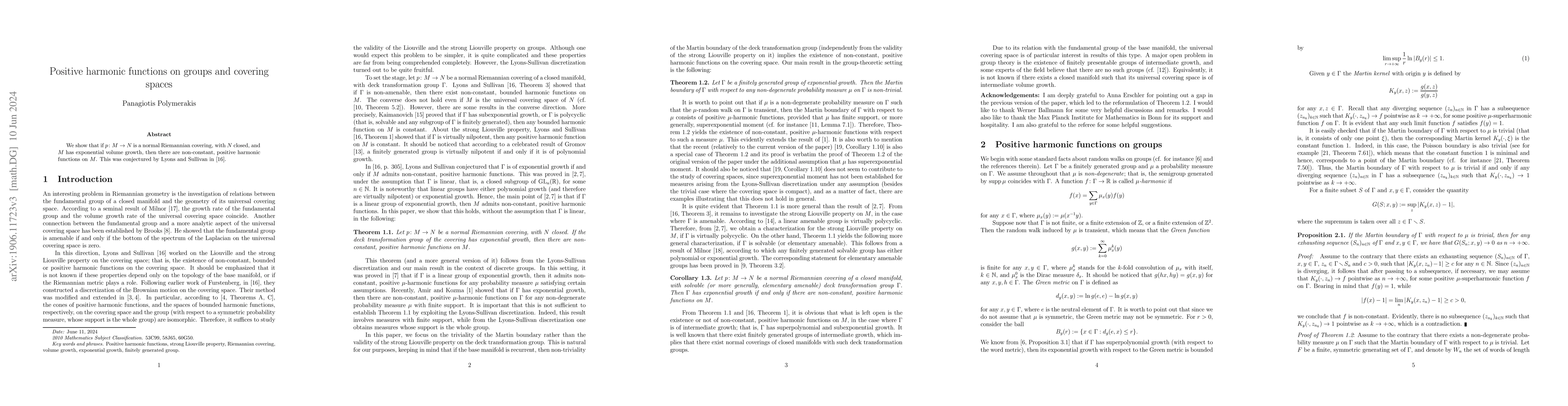 Thumbnail for Positive harmonic functions on groups and covering spaces