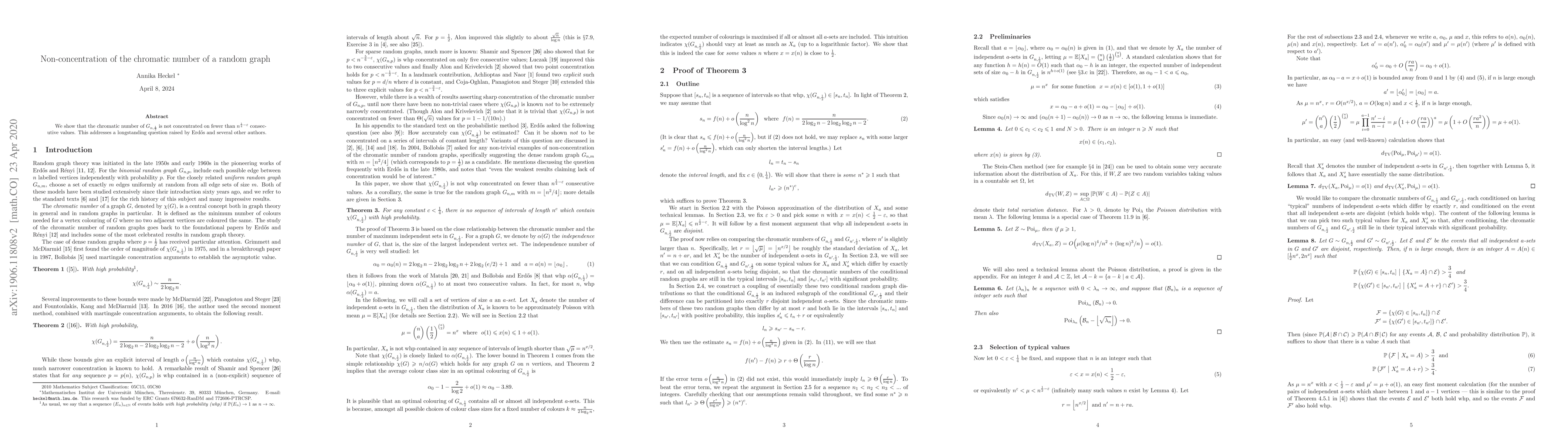 Thumbnail for Non-concentration of the chromatic number of a random graph