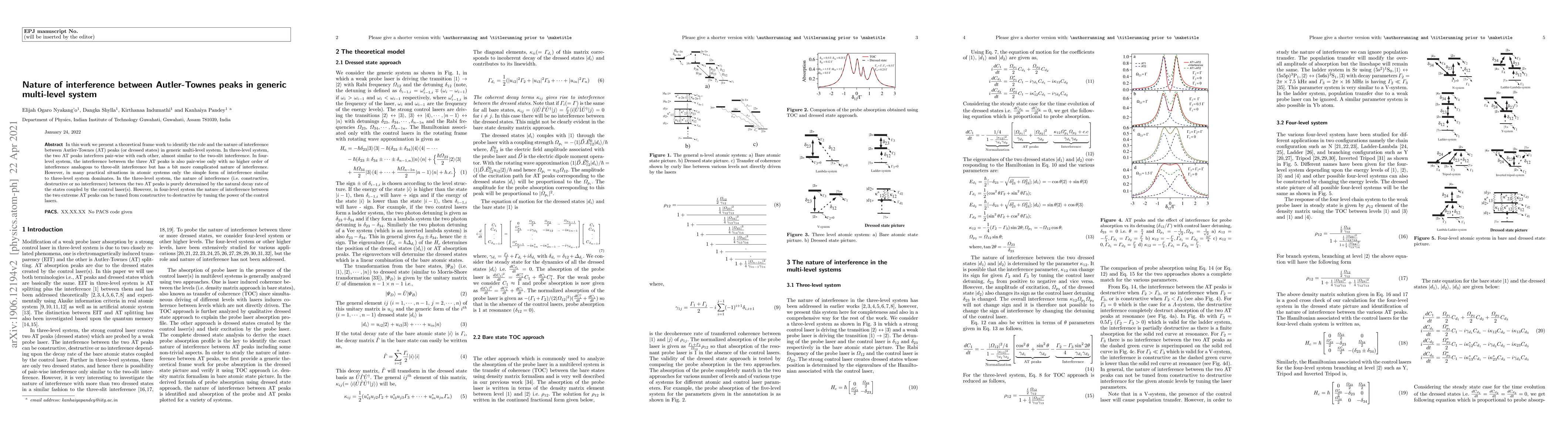 Thumbnail for Nature of interference between Autler-Townes peaks in multi-level system