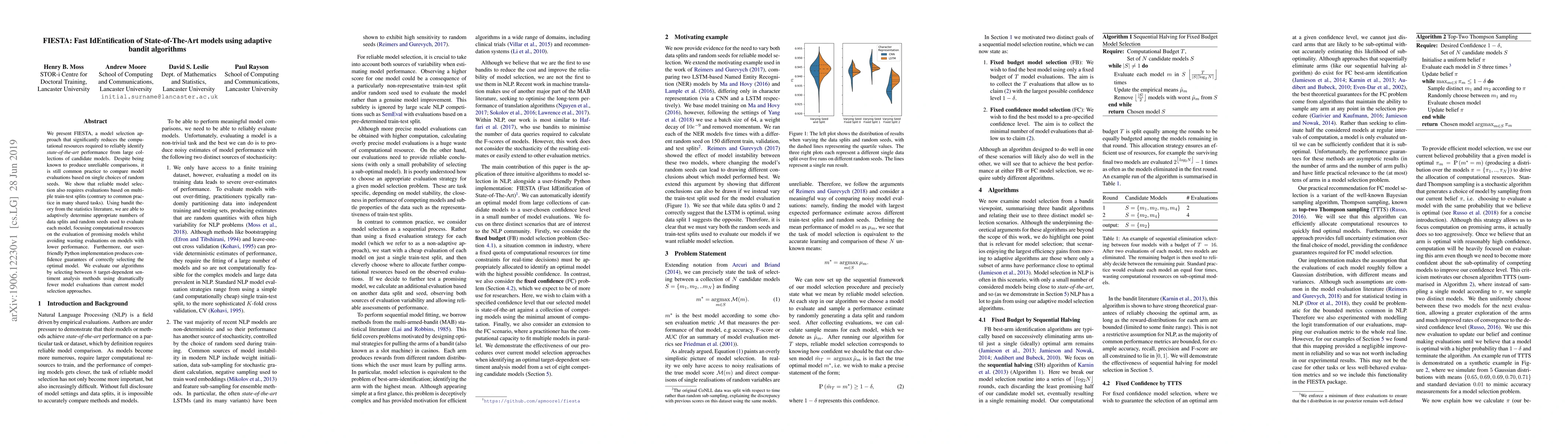 Thumbnail for FIESTA: Fast IdEntification of State-of-The-Art models using adaptive
  bandit algorithms