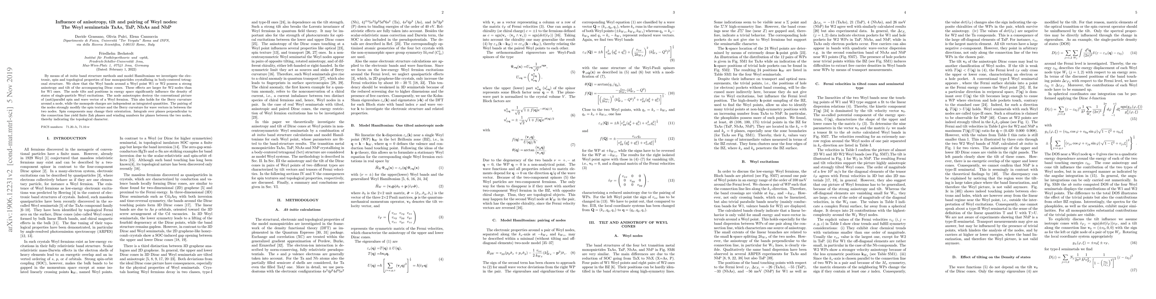Thumbnail for Influence of anisotropy, tilt and pairing of Weyl nodes: The Weyl
  semimetals TaAs, TaP, NbAs and NbP