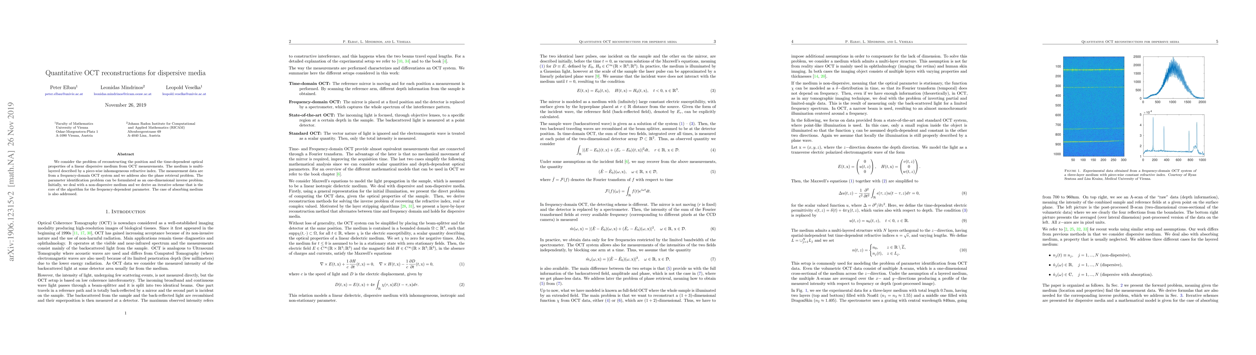 Thumbnail for Quantitative OCT reconstructions for dispersive media