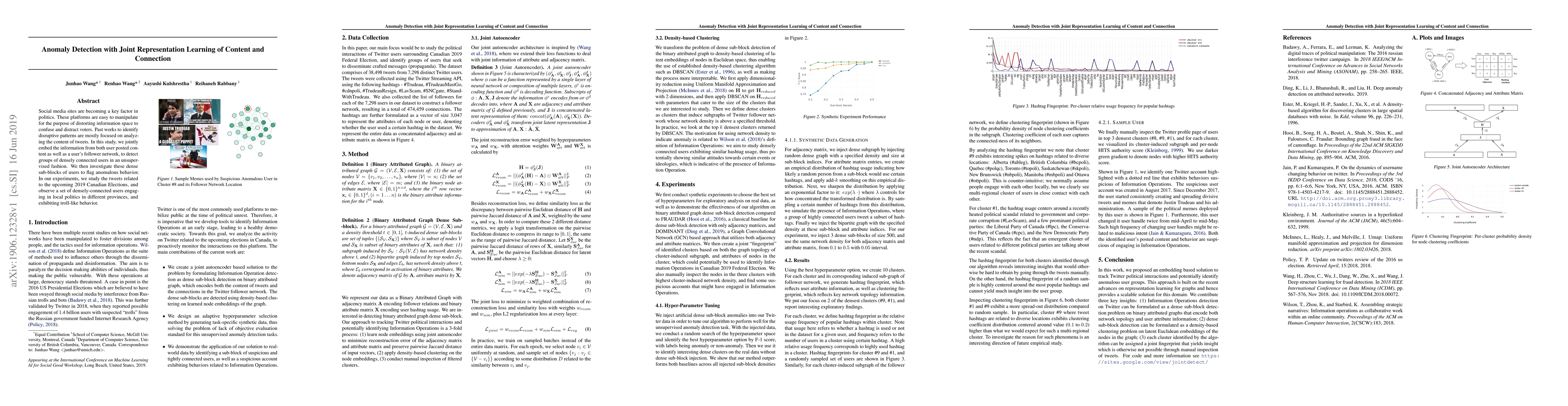 Thumbnail for Anomaly Detection with Joint Representation Learning of Content and
  Connection