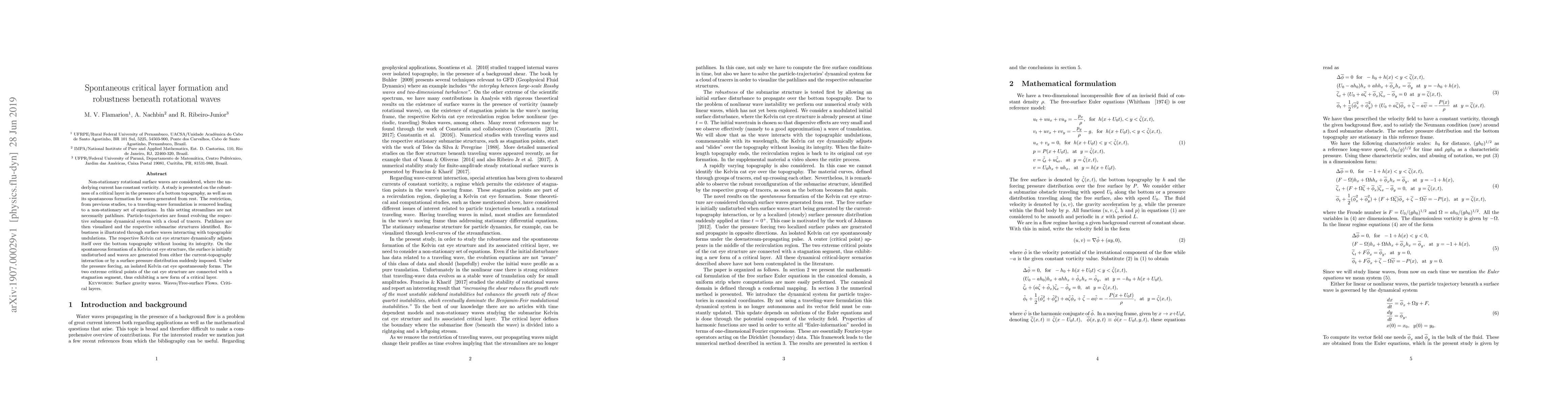 Thumbnail for Spontaneous critical layer formation and robustness beneath rotational
  waves