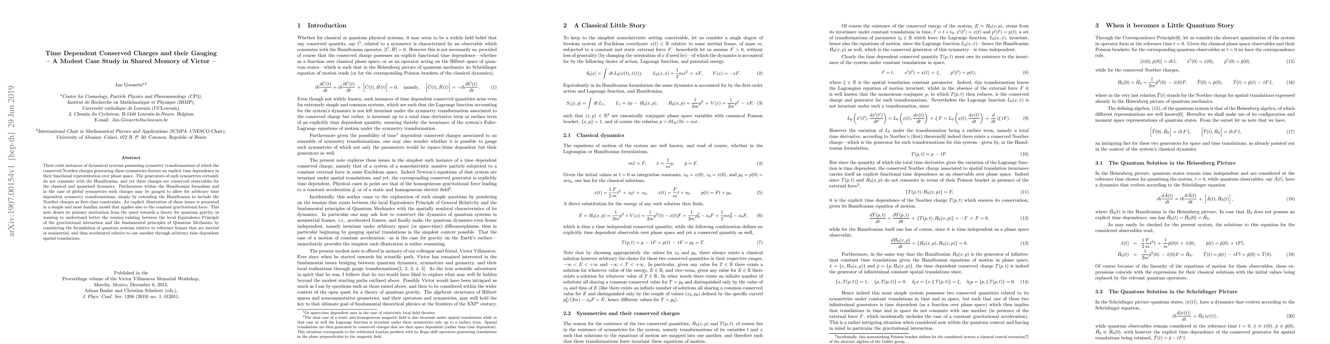Thumbnail for Time Dependent Conserved Charges and their Gauging -- A Modest Case
  Study in Shared Memory of Victor --