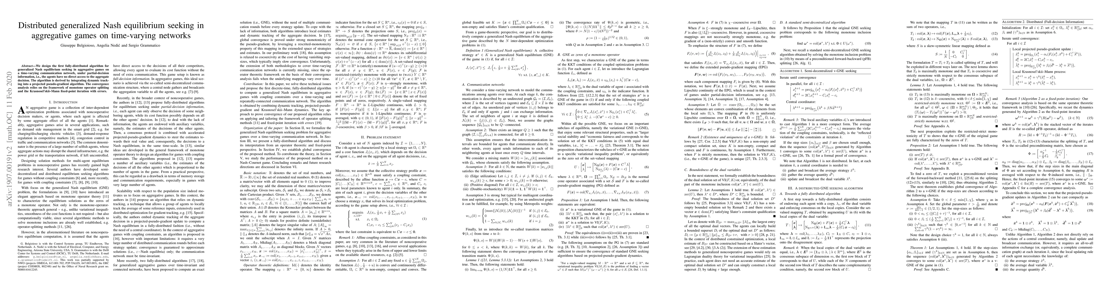 Thumbnail for Distributed generalized Nash equilibrium seeking in aggregative games on
  time-varying networks
