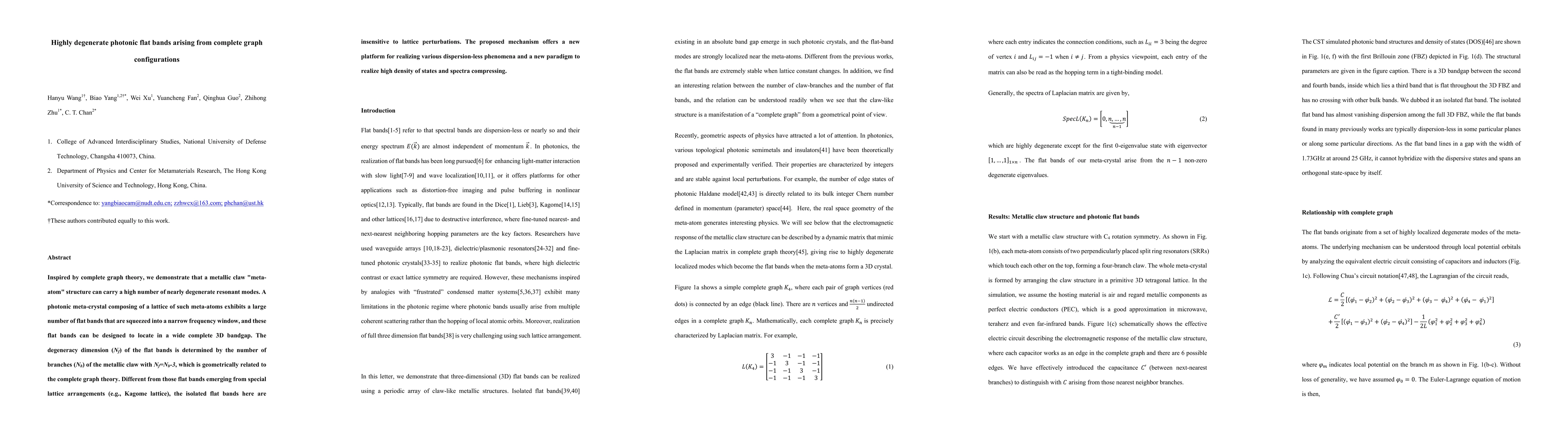 Thumbnail for Highly degenerate photonic flat bands arising from complete graph
  configurations